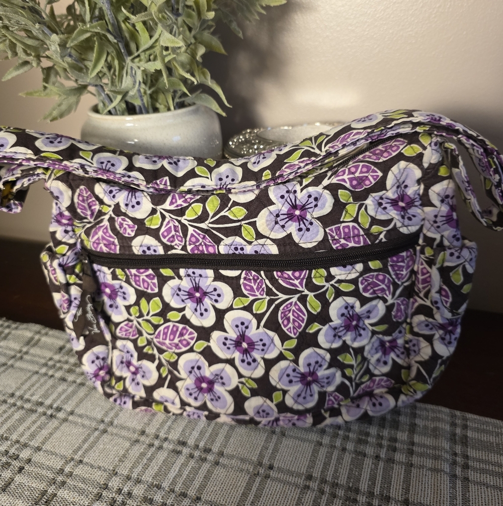 Vera Bradley Crossbody Purple Green Floral Print Crossbody